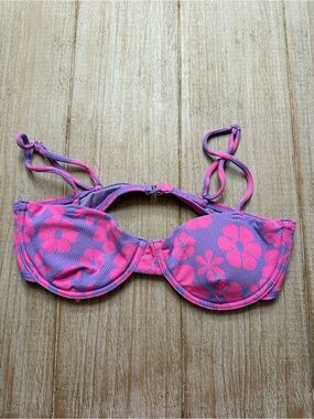 Floral Pink & Purple Underwire Bikini Top